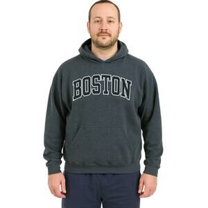 NWOT Gildan Unisex Heavy Blend pull over Boston hoodie in Gray Size Medium